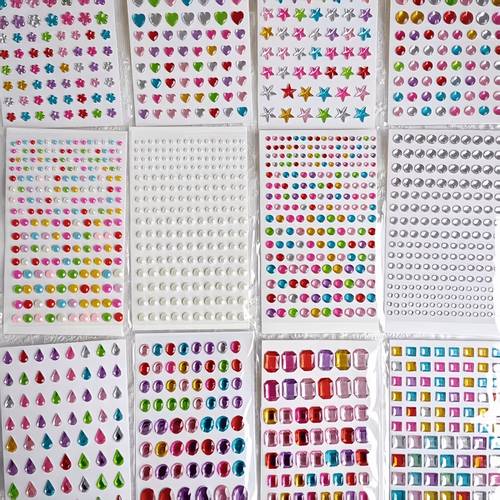1set 3200pcs colorful sticker made of artificial gems 12 sheets in total used for eye decoration making heart and star patterns and with pearl chains