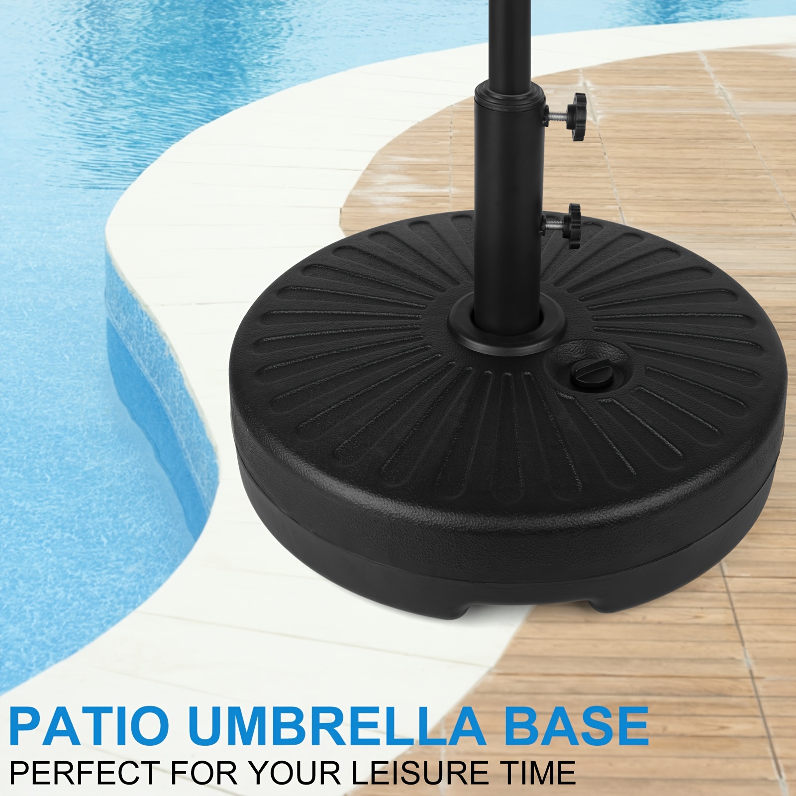 

Heavy-duty 50lbs Capacity Patio Umbrella Base Stand - Black, Water-filled With Steel Holder, Ideal For Outdoor, Lawn & Garden Use