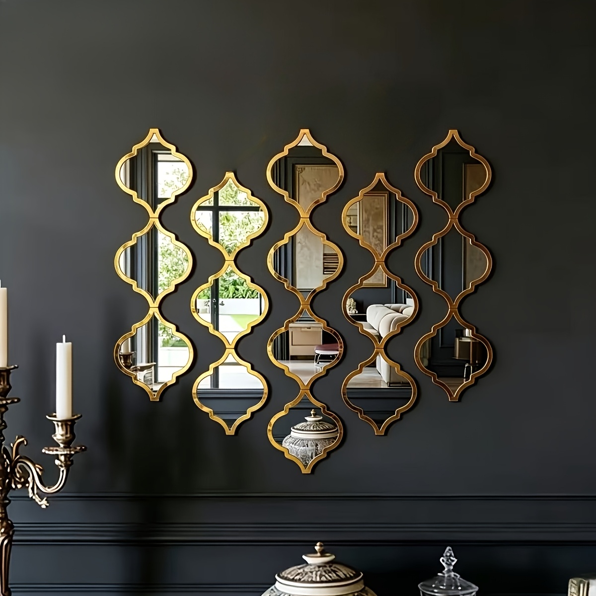 16pcs Moroccan Style Bathroom Decor, Bathroom Mirror And Makeup Mirror, Interlocking Mirror Wall Stickers, Decorative Bathroom Mirror Suitable For All Rooms And