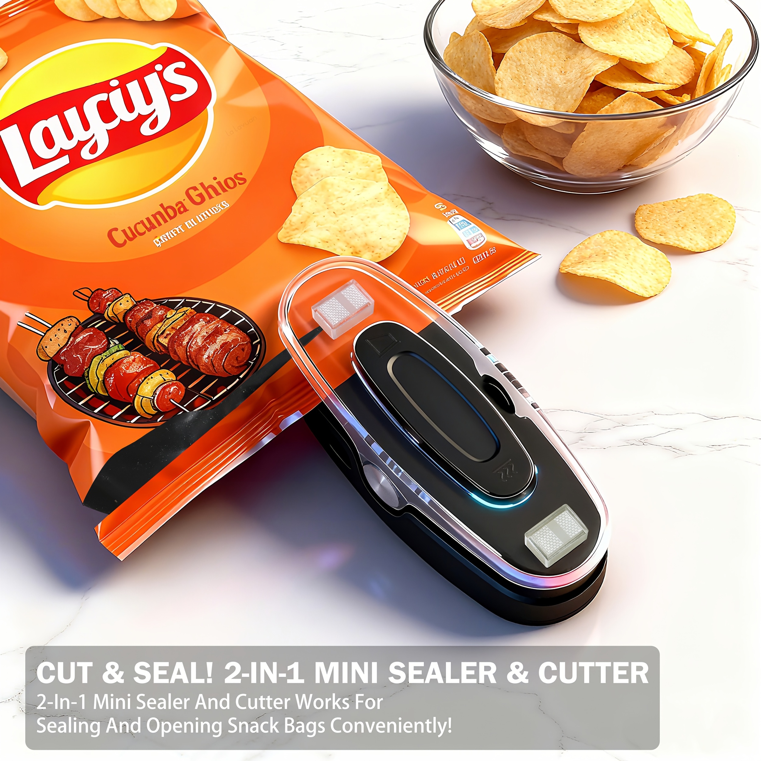E-shop USB Wiederaufladbarer 2-in-1 Mini Beutelverschluss und , tragbare Handwärme-Schweißmaschine für Plastiktüten, hält Chips/Kekse/Nüsse frisch,