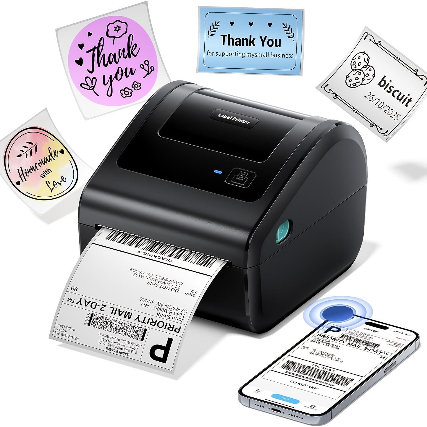 TEMU Itari D450bt Wireless Shipping Label Printer, A Desktop Label Printer With A Built-in Paper Compartment, 4x6 Thermal Printer, Suitable For Small