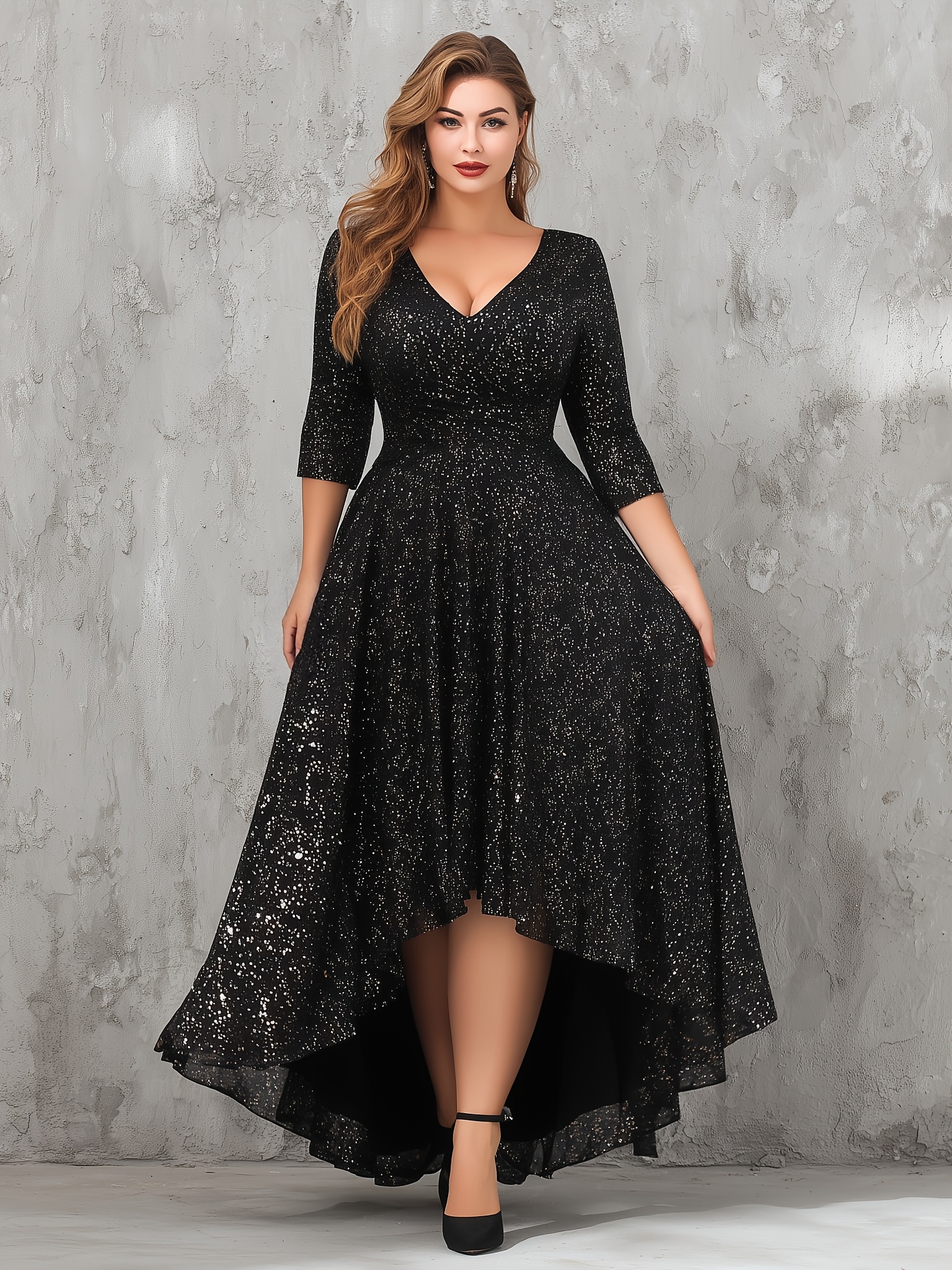 green emerald velvet dress Adrianna Papell Plus Size Floral V-Neck Gown - Cobalt Multi main image 1