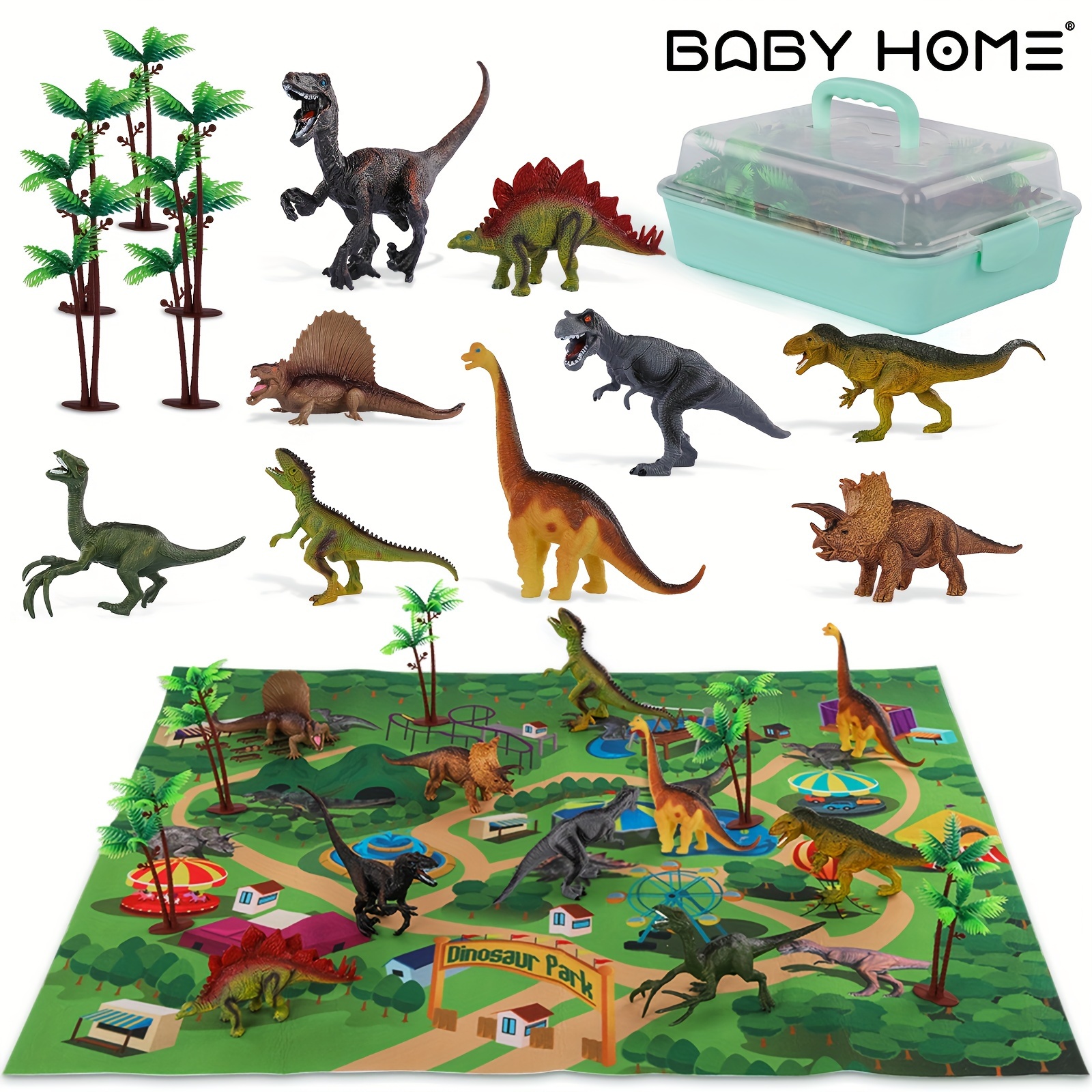 

Dinosaur Toys For -5 With Activity Play Mat & Trees, Realistic Jurassic Dinosaur Play Including , , , For Halloween Christmas Gifts