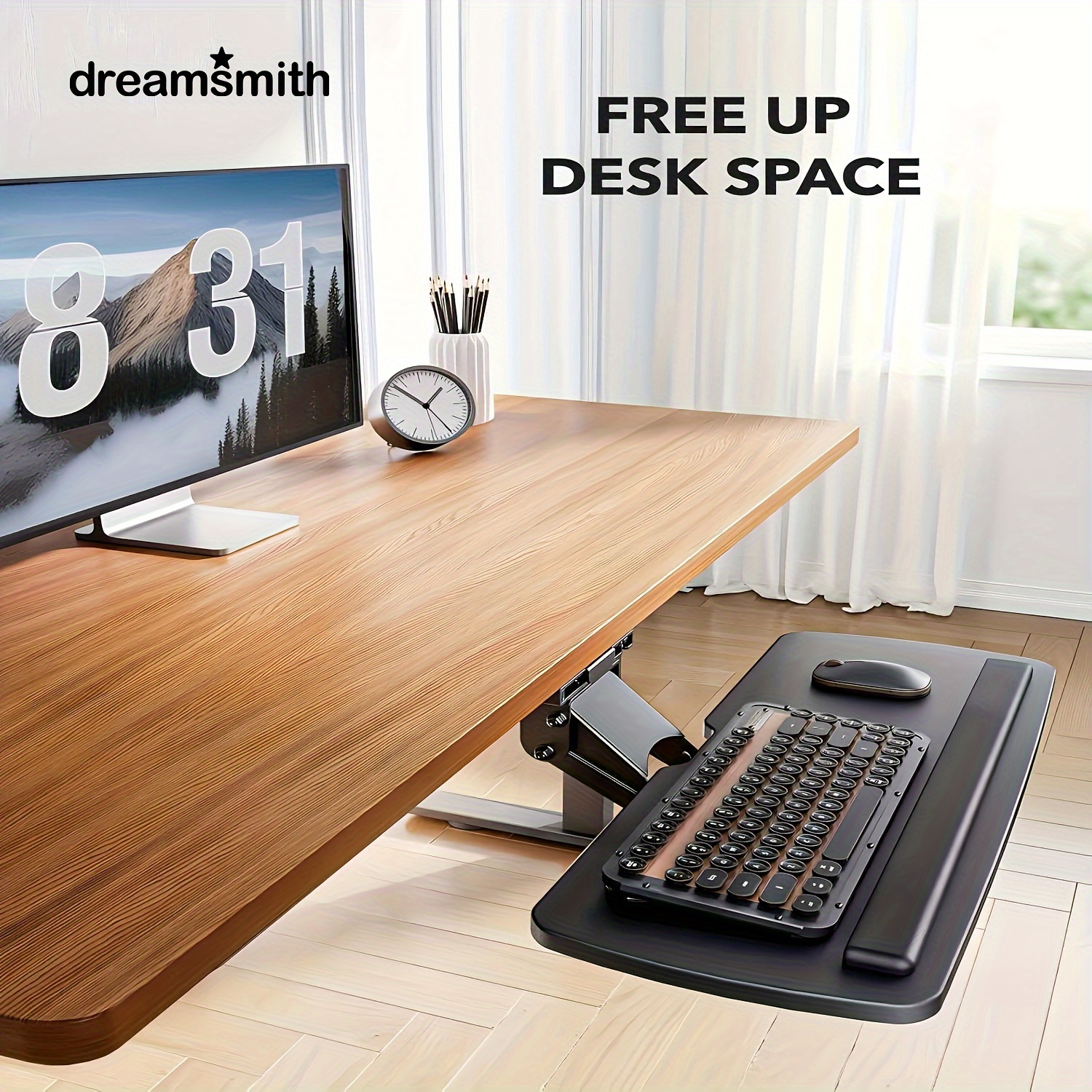 

Dreamsmith 25"w X 9.84"d Keyboard Tray Under Desk, Full Adjustable Ergonomic Sliding Keyboard & Mouse Tray, Slide Out Swivel Tilt Computer Keyboard Drawer For Gaming Home Office Desk, Black