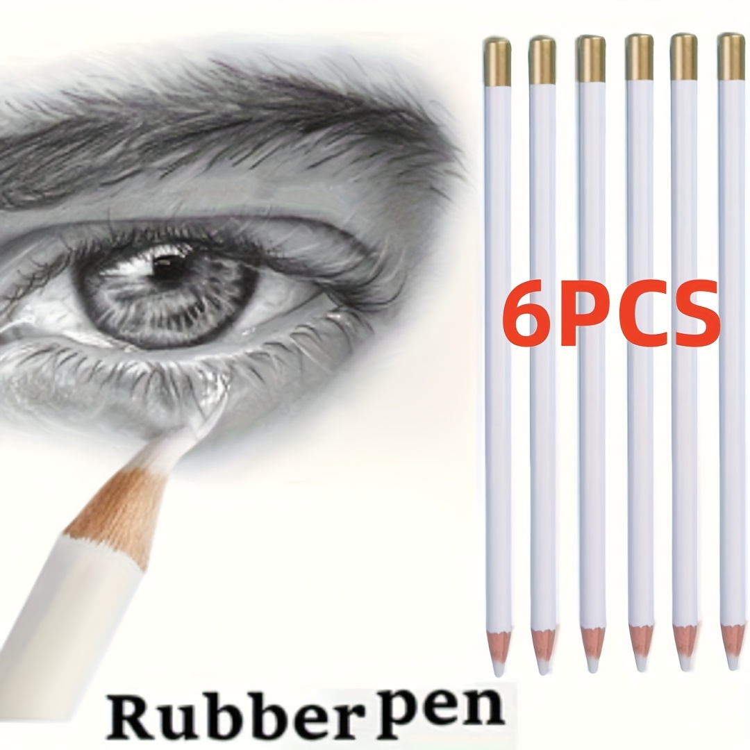 Image of 6pcs Rubber Pen, Holder Type, Professional Artistic Use, Writing Correction Supplies, Correction Tools, Painting And Sketching Work Detail Modification Wiped Clean Without Detail Highlight