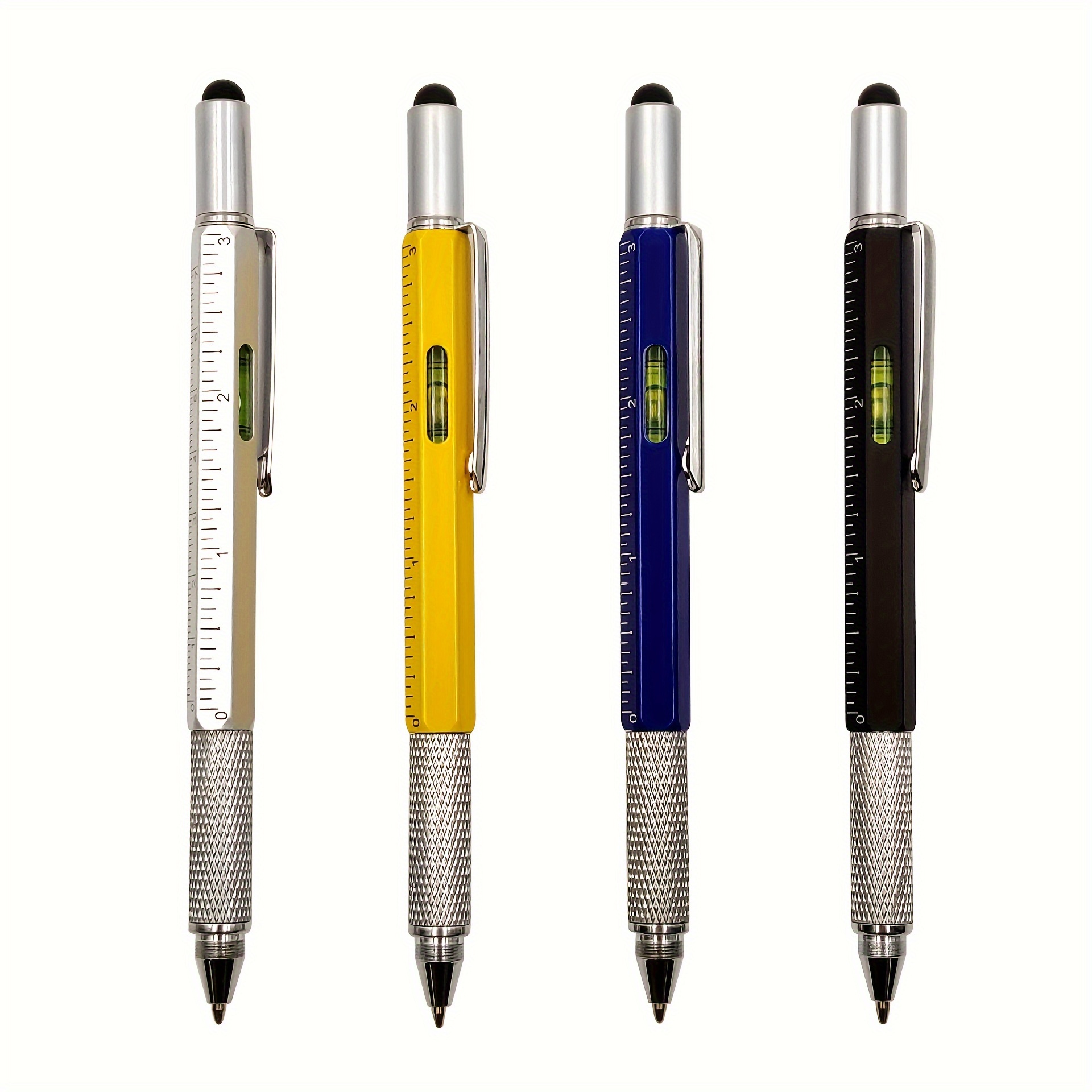 

6-in-1 Multifunctional Ballpoint Pen With Screwdriver, Caliper, Level Tool, Touchscreen Stylus, Plastic Material - Suitable For 14 And Up ( In 1pc Or 2pcs Set)