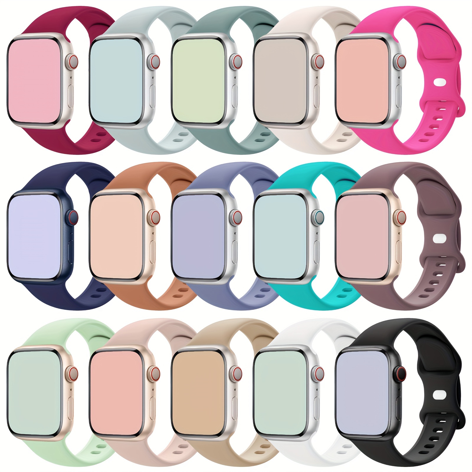 

15pcs Elegant Silicone Band Set For Women - Waterproof, Straps For Iwatch 40mm/41mm/38mm/45mm/44mm/42mm - Fashionable Replacement Wristbands For /9/8/7/6/5/4/3/2