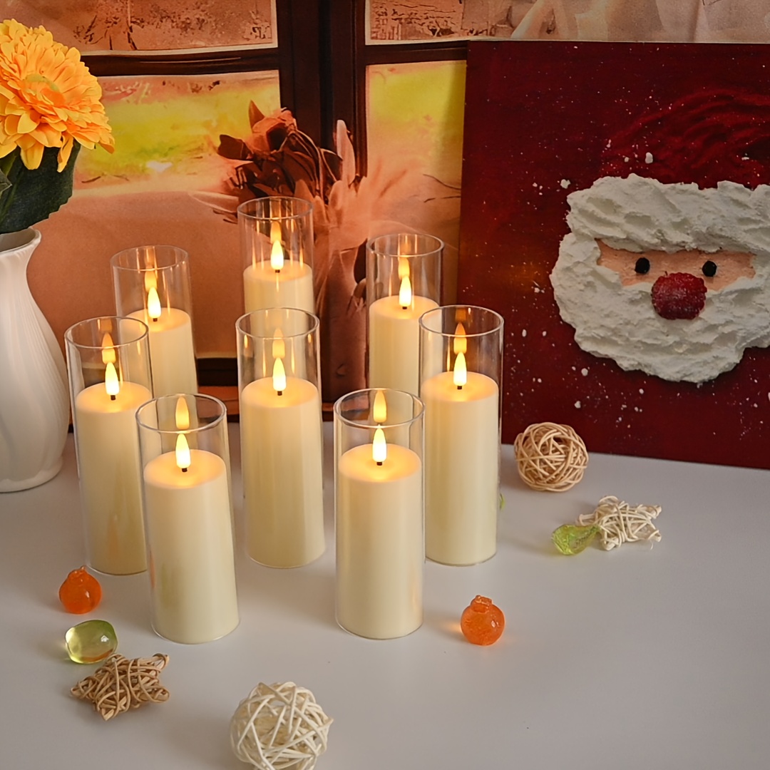 8 Stuks Flikkerende Vlamloze Kaarsen, LED Batterijgevoerde Pilaarlichtkaarsen met Afstandsbediening en Timer