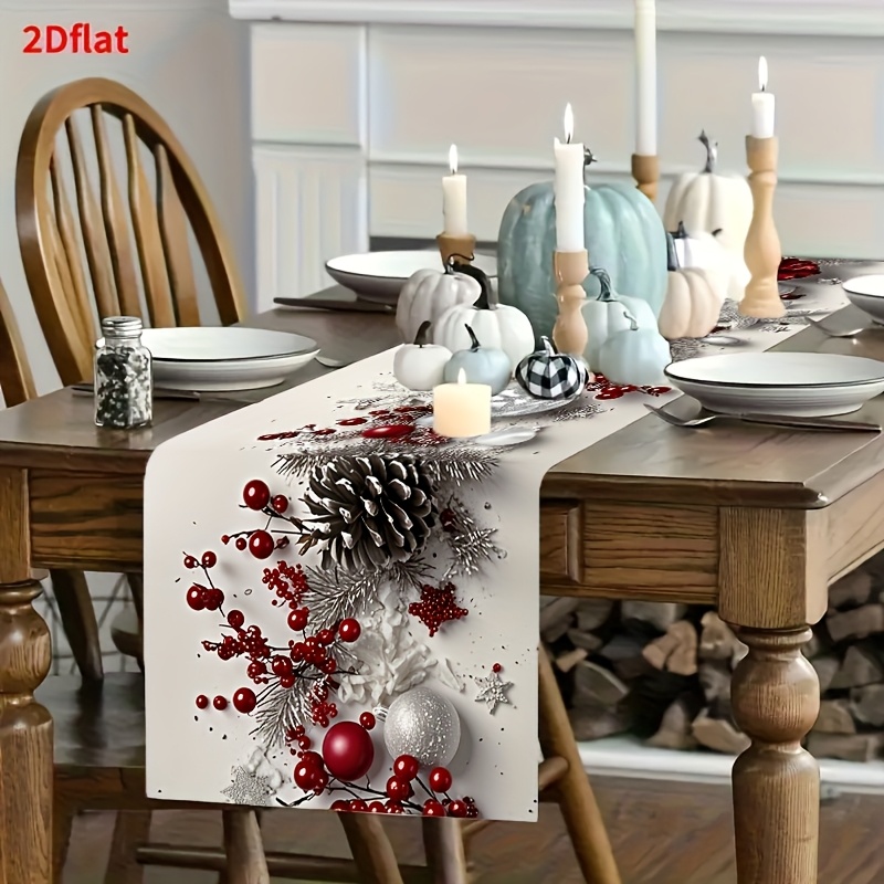 TEMU 1pc 2d Flat Christmas Element Pattern, Festive Style, Suitable For Tablecloth Placement, Suitable For Home Decor. In 3 Sizes: