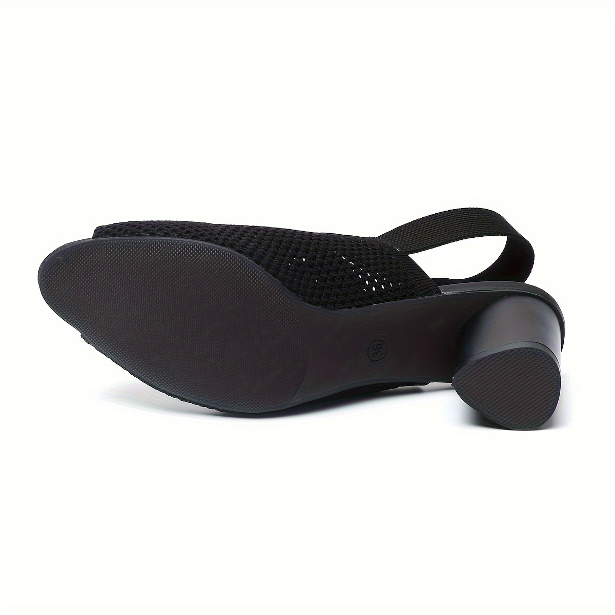 Women's Open-Toe Fish Mouth Cut-Out Breathable Fabric High Heel Chunky Heel Sandals with Open Back and Single Strap, Casual Plus Size Sandals, Women Shoes