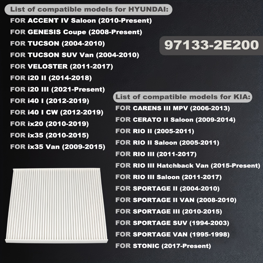 TEMU Air Conditioning Filter, Suitable For , Suitable For , Suitable For Tucson 2004-2015, Suitable For I40 2011-2019, Suitable For Accent 2012-2017,