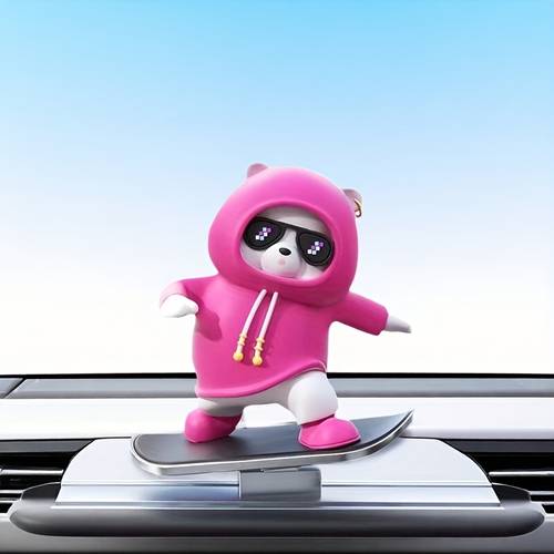 car skateboard bear ornaments cartoon cute car center console screen decoration supplies moving ornaments