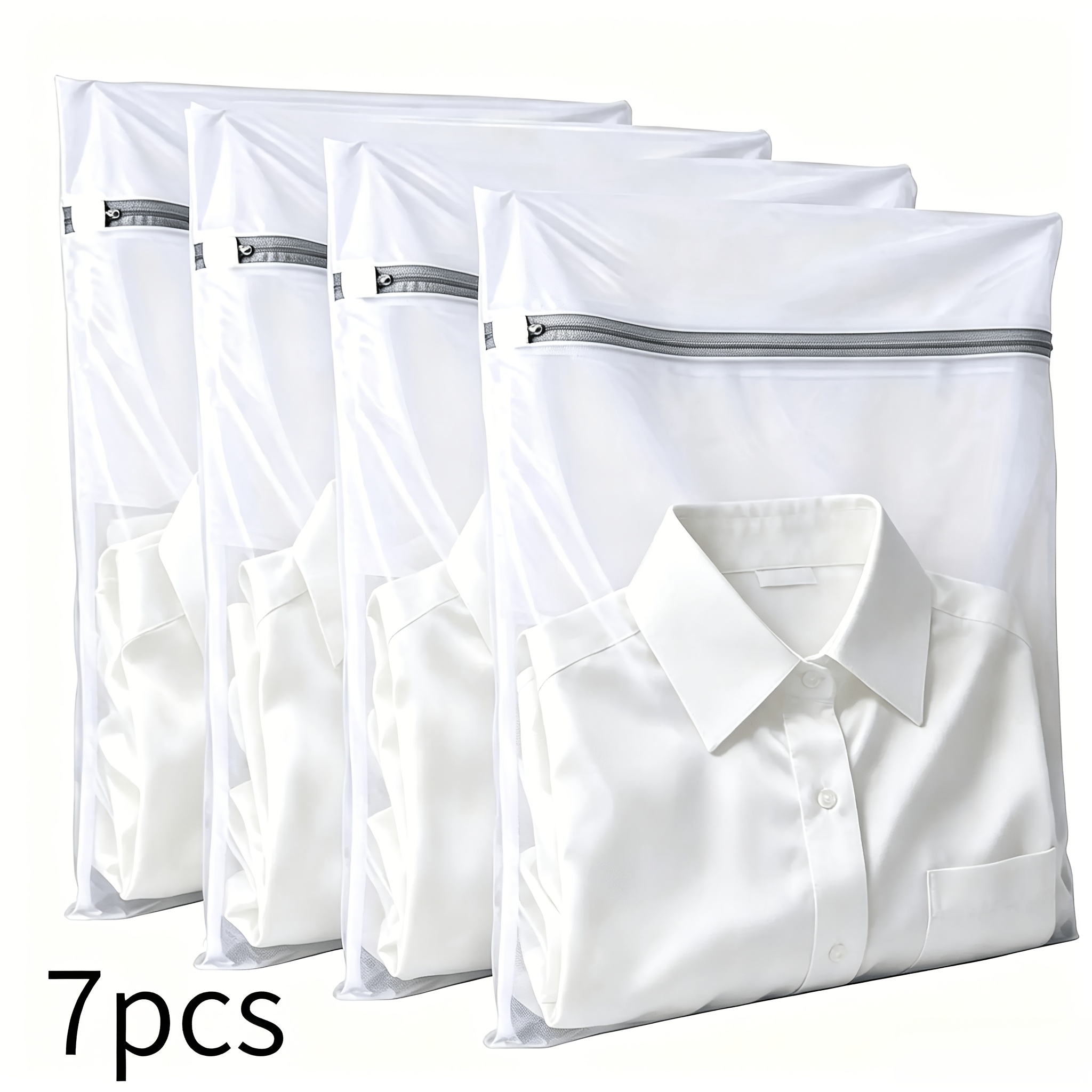 TEMU Lot de 7 sacs à linge à fines, en fibre de polyester épaissie, durables, respirants et -emmêlement. à fermeture éclair lavable, protégeant les