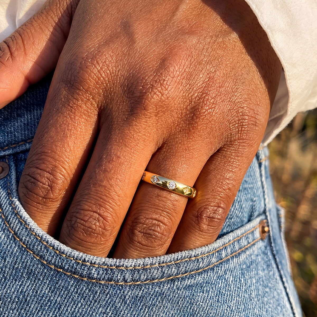 Women's Square and Round Versatile Fashion Ring