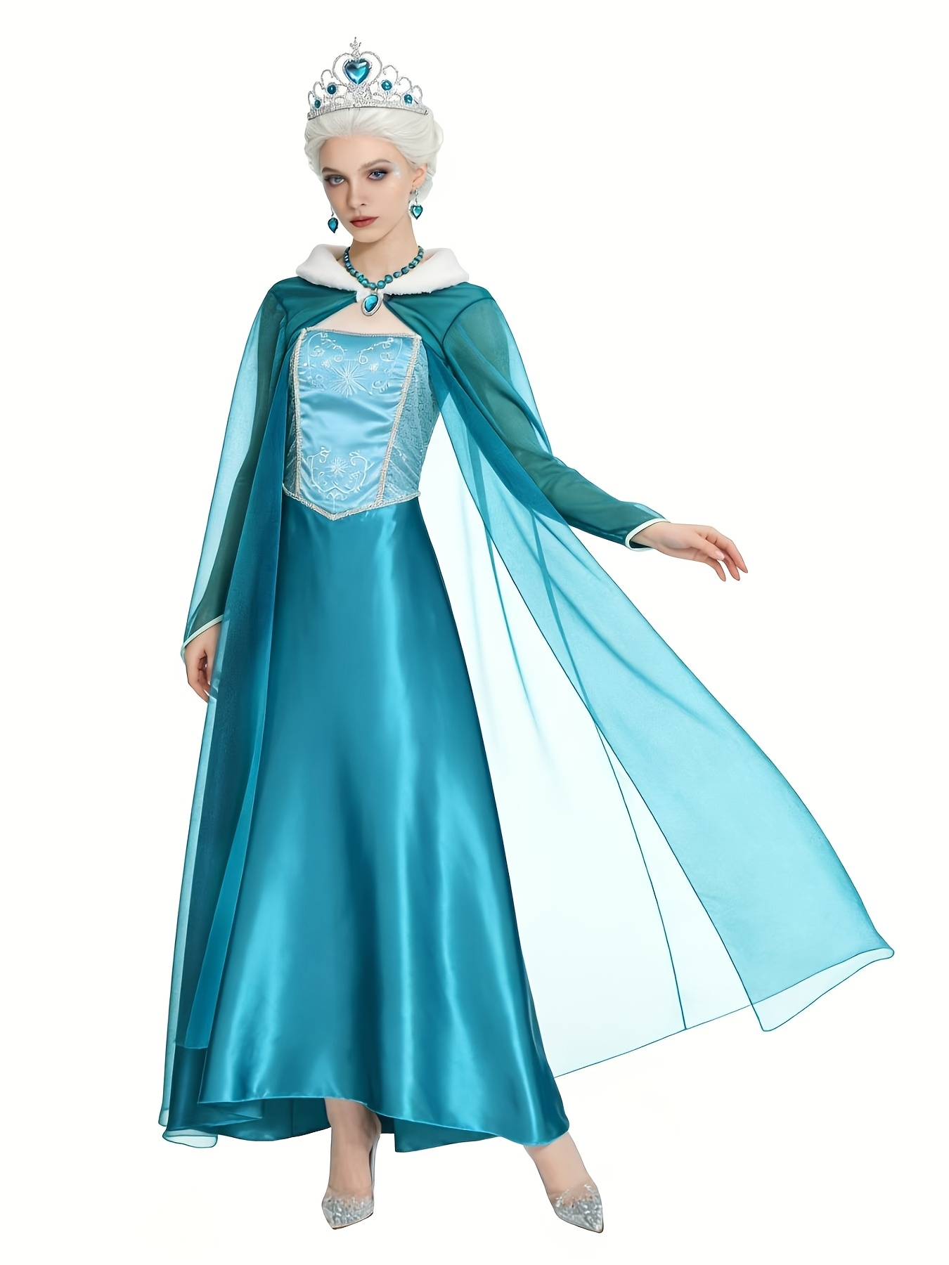 * Princess Long Dress Adult Women's Halloween Carnival Christmas Masquerade  Cosplay * Kingdom Princess Cape Long Dress Set