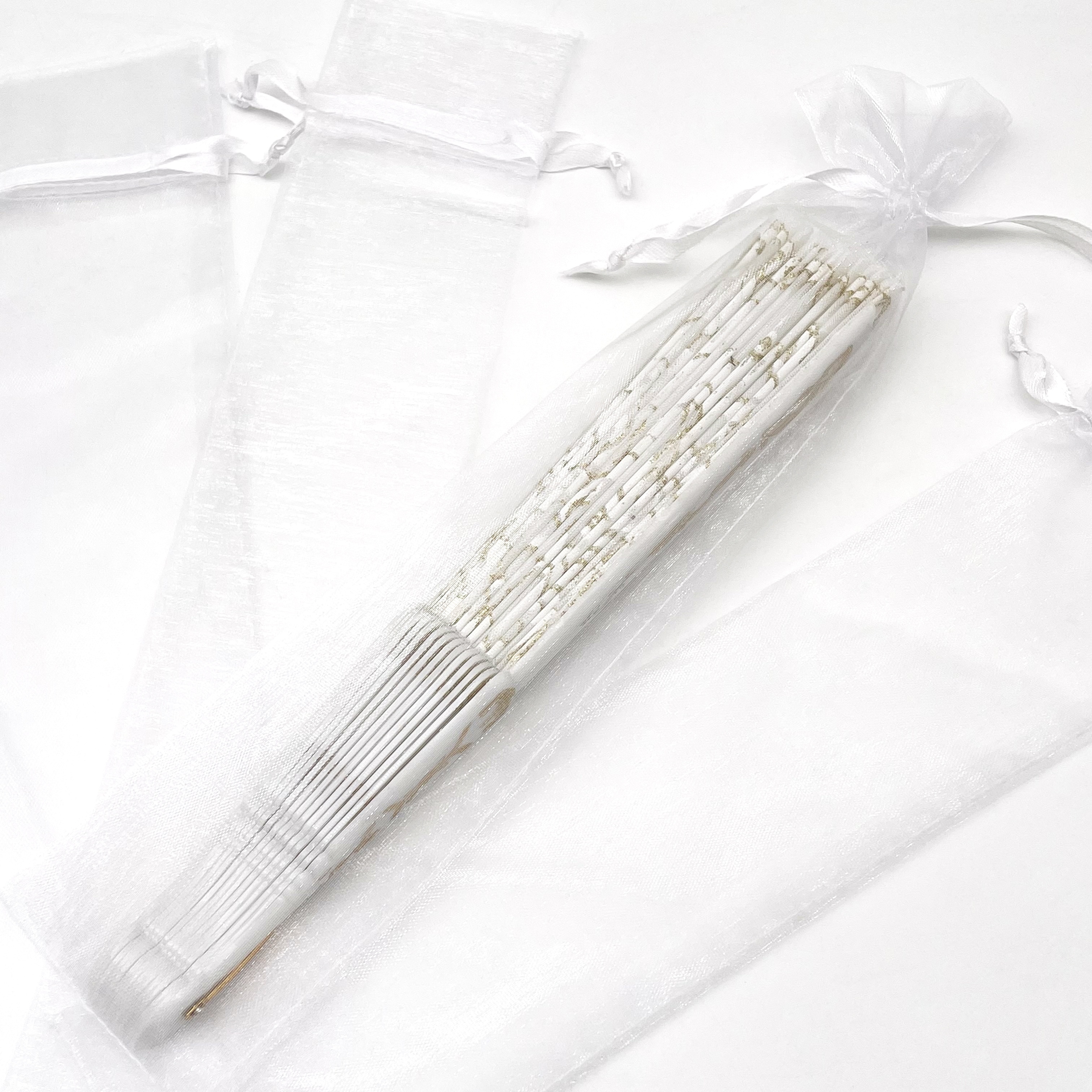 

2.5x12 Inches Drawstring Organza Folding Hand Fan Pouch Party Wedding Favor Gift Bags (white)