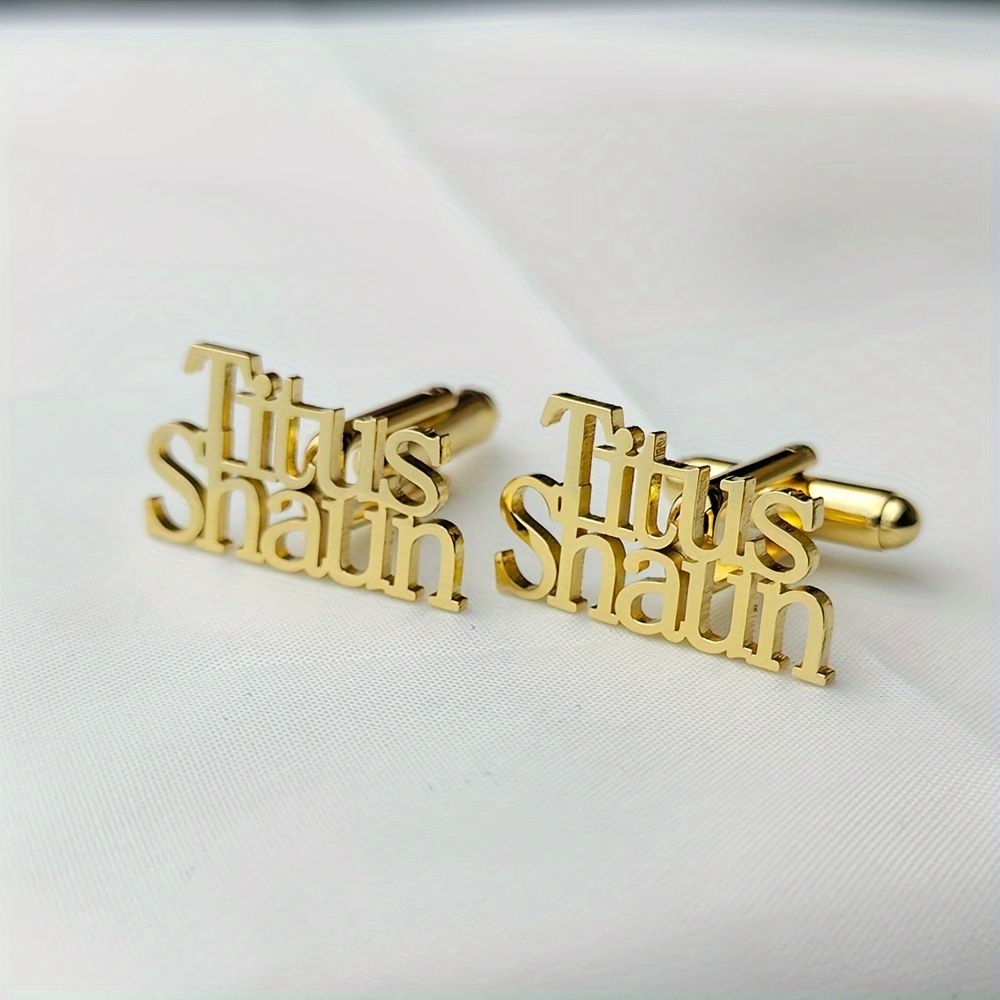 Custom Dual-name Cufflinks, Personalized Couple's Cufflinks With Lovers' Or Spouses' Names, Stainless Steel Cufflinks, Men's Fashion Jewelry, English Language Only