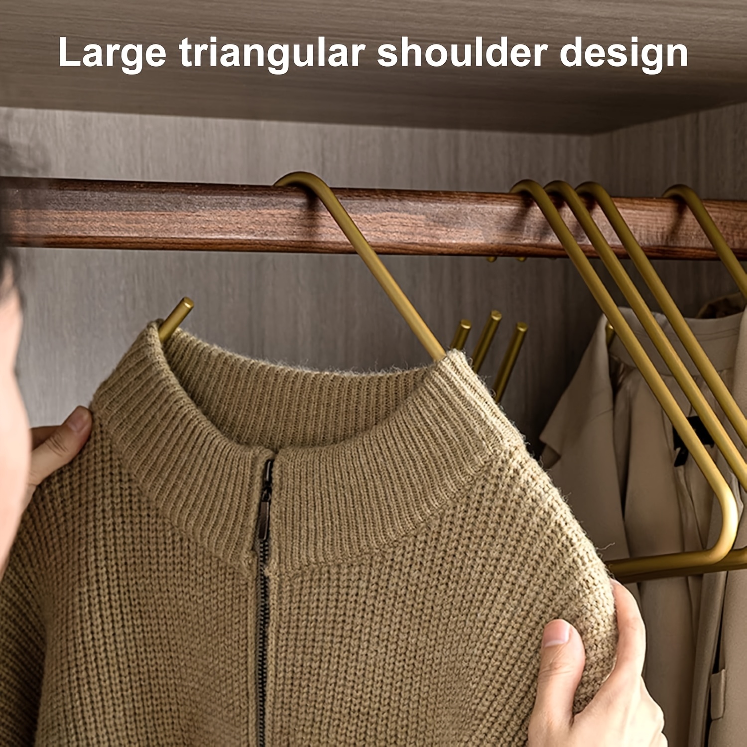 [Durable Triangle Coat Hangers] 5pcs Durable Triangle Shape Coat Hangers, Non-Slip Clothes Hangers for Trousers, Scarf, Wardrobe Organizers in Golden/Silvery/Grey