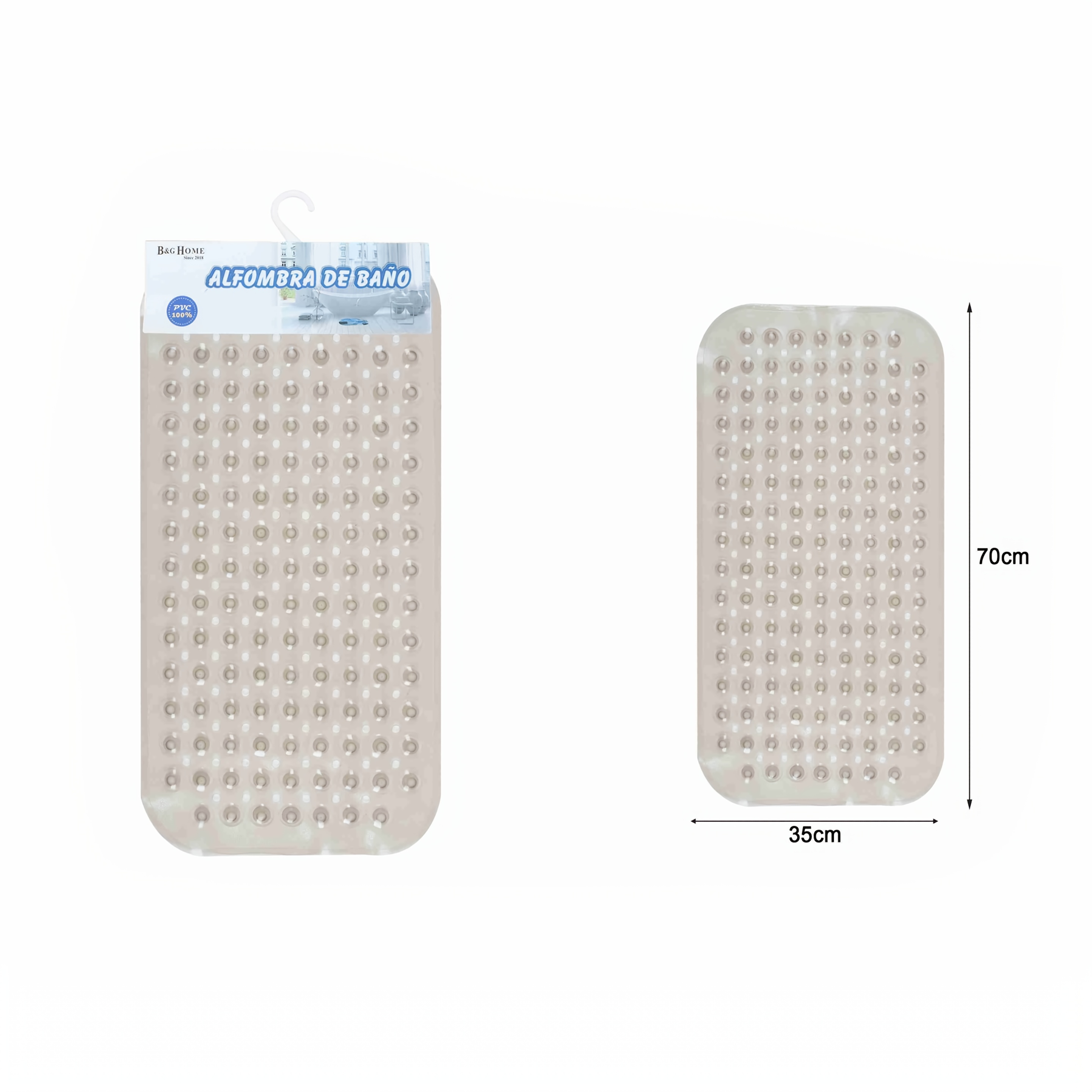 Image of Bath Tub Mat, Medium Size 35 X 70cm Non-slip Shower Mats With Suction Cups And Drain Holes, Bathtub Mats Bathroom Mats Machine Washable