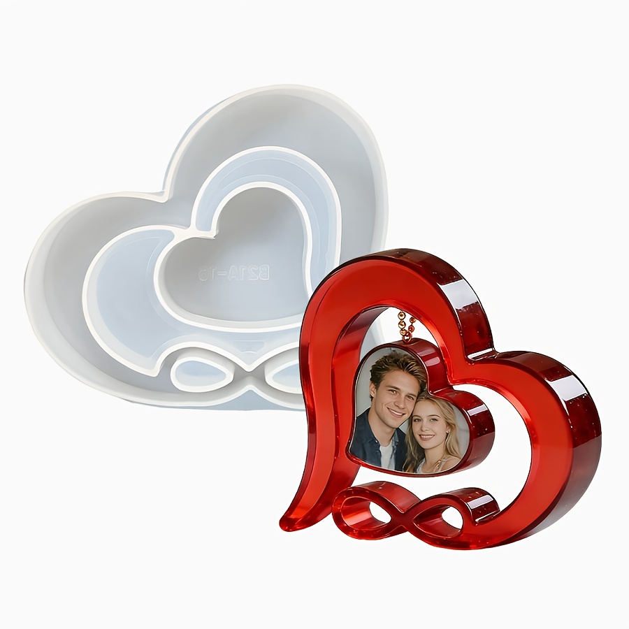 Crystal Resin Heart-shaped Mold Set Photo Frame Stand Tag Mold