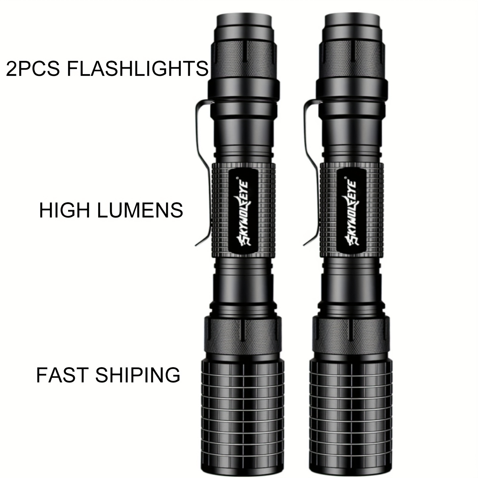 

2xled Flashlight Super Bright High Lumen 5 Modes Zoomable Torch Lamp Powerful Tactical Torch For Emergency/camping/field Exploration/mountaineering