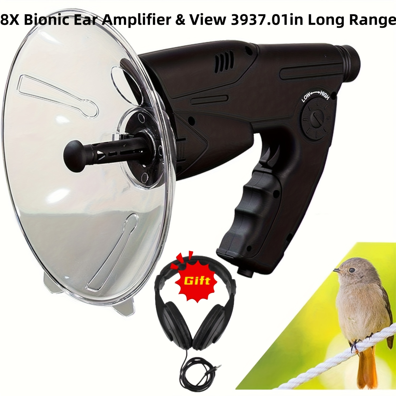 Dispositif Écoute Microphone Parabolique 8X Avec Monoculaire - Amplificateur Son Longue Portée Pour Observation Oiseaux