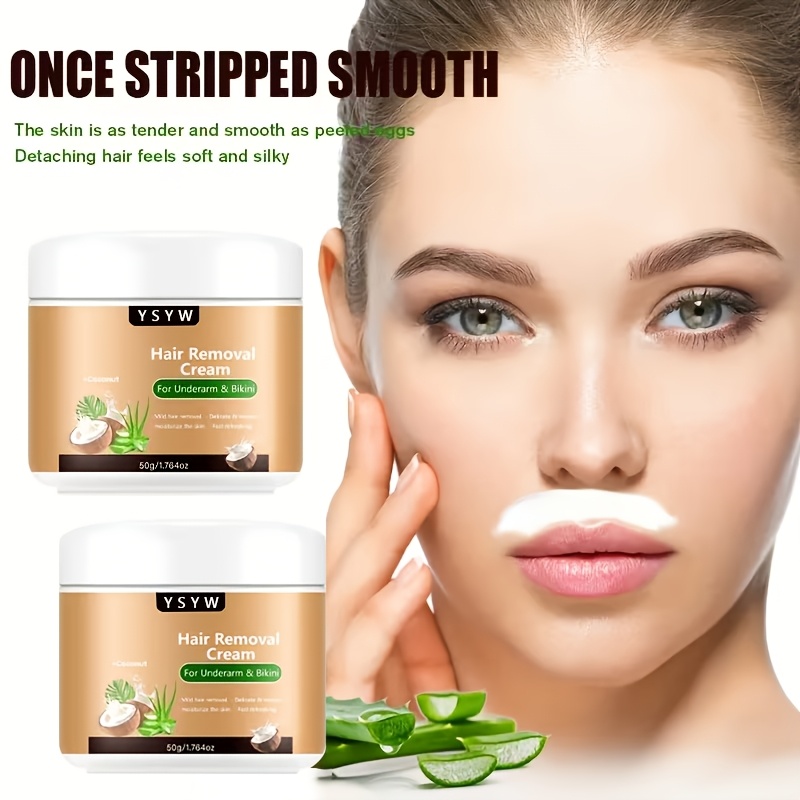 Image of 2pcs Set - Single Use, 6-month Long-lasting Smoothness, 50g Coconut Unisex Quick Hair Removal Cream, Removal, , Semi-permanent Hair Removal, Smooth With No Residue