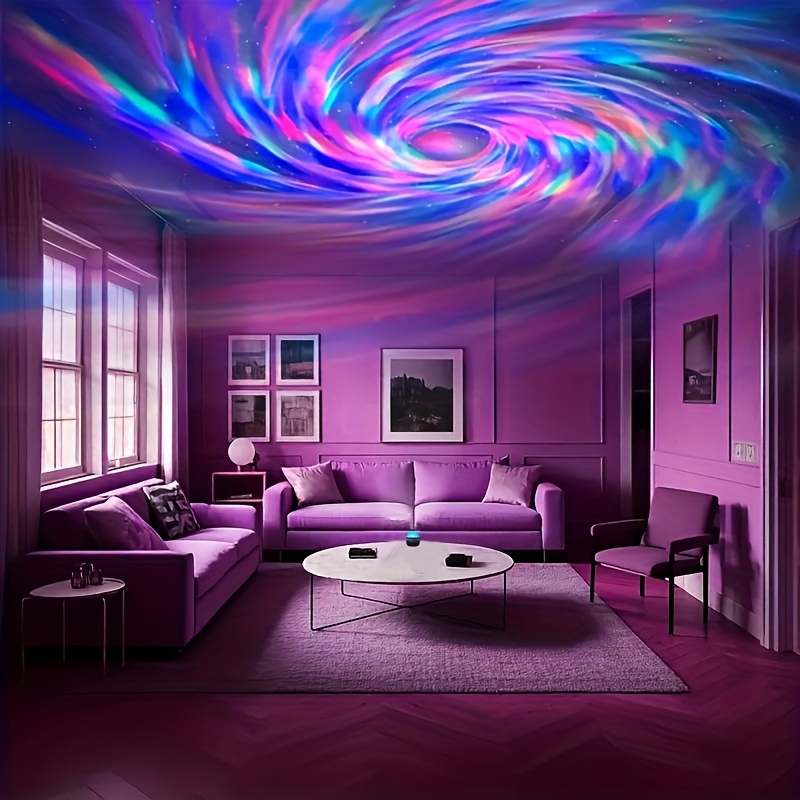 Proiector Rotativ Cer Înstelat Aurora Boreală, Proiector de Stele LED cu Telecomandă, Efecte de Iluminat Mobile, Cuplare USB, Proiector de Stele Galaxie cu 16 Culori de Lumină, pentru Decorațiuni de Nuntă, Petreceri de Sărbători, Decor Cameră Roz, Lumină de Tavan, Proiector pentru Home Theater