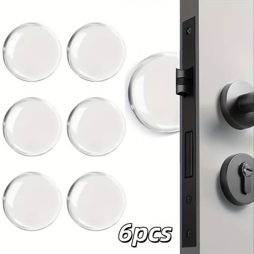 3 6 12pcs of transparent self door stoppers that shock protect walls reduce noise and are for home and office use featuring a reusable