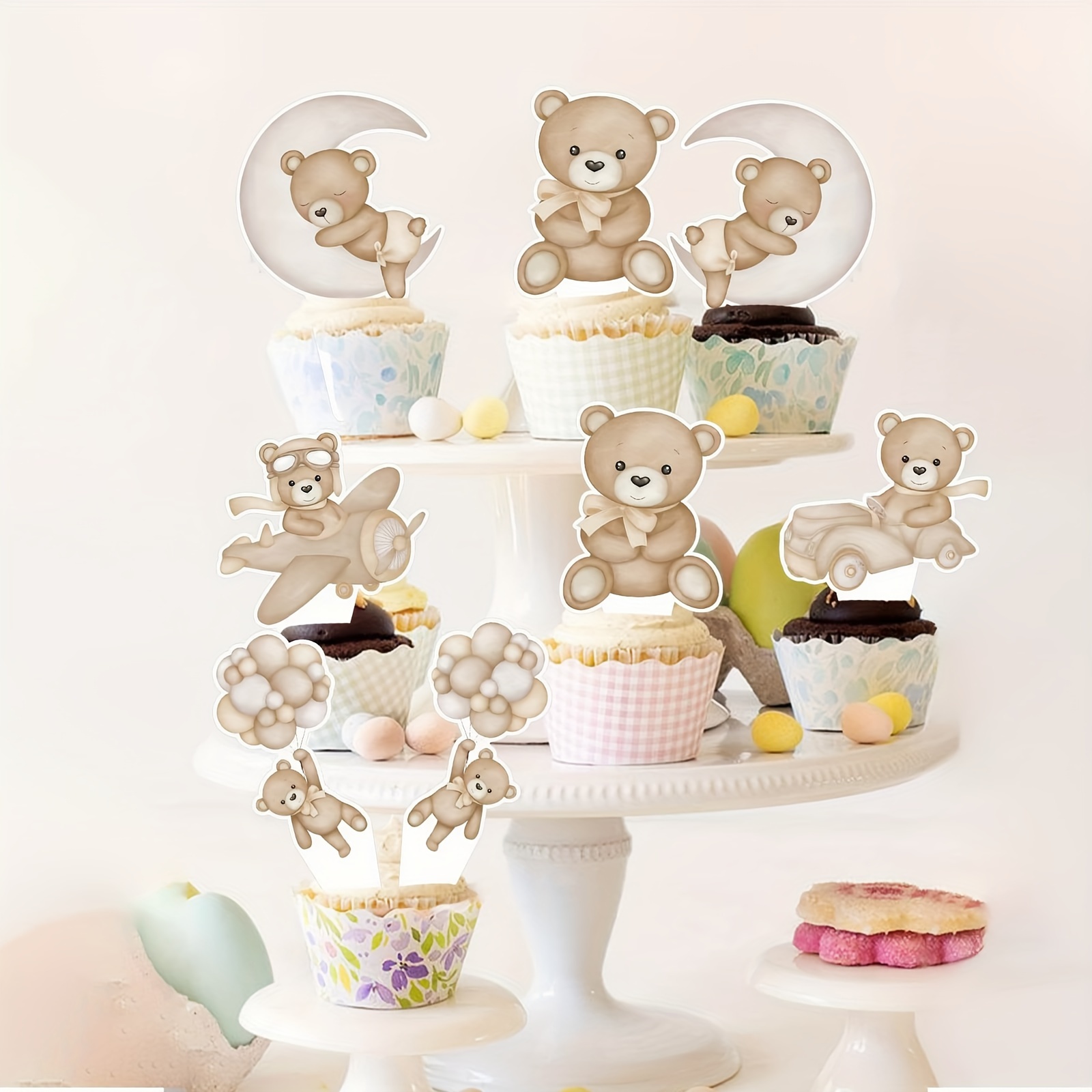 

48pcs Bear Cupcake Toppers For We Can Bear Shower Decorations Bear Themed Shower Decorations Bear Cake Cupcake Toppers Birthday Party Supplies
