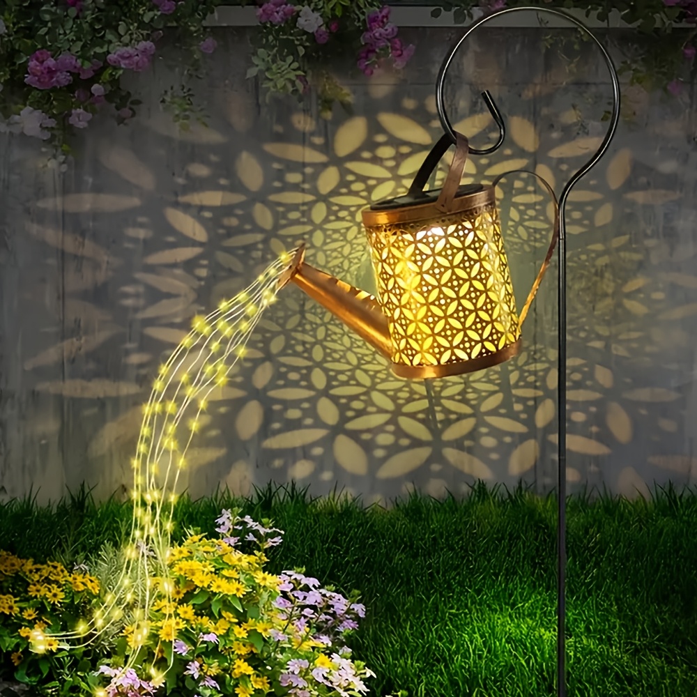 1pc solar sprayer light solar powered outdoor hanging garden decor vintage metal hanging solar lamp led solar string lights for lawn   courtyards ideal for parties vacations patios holidays and garden walkways