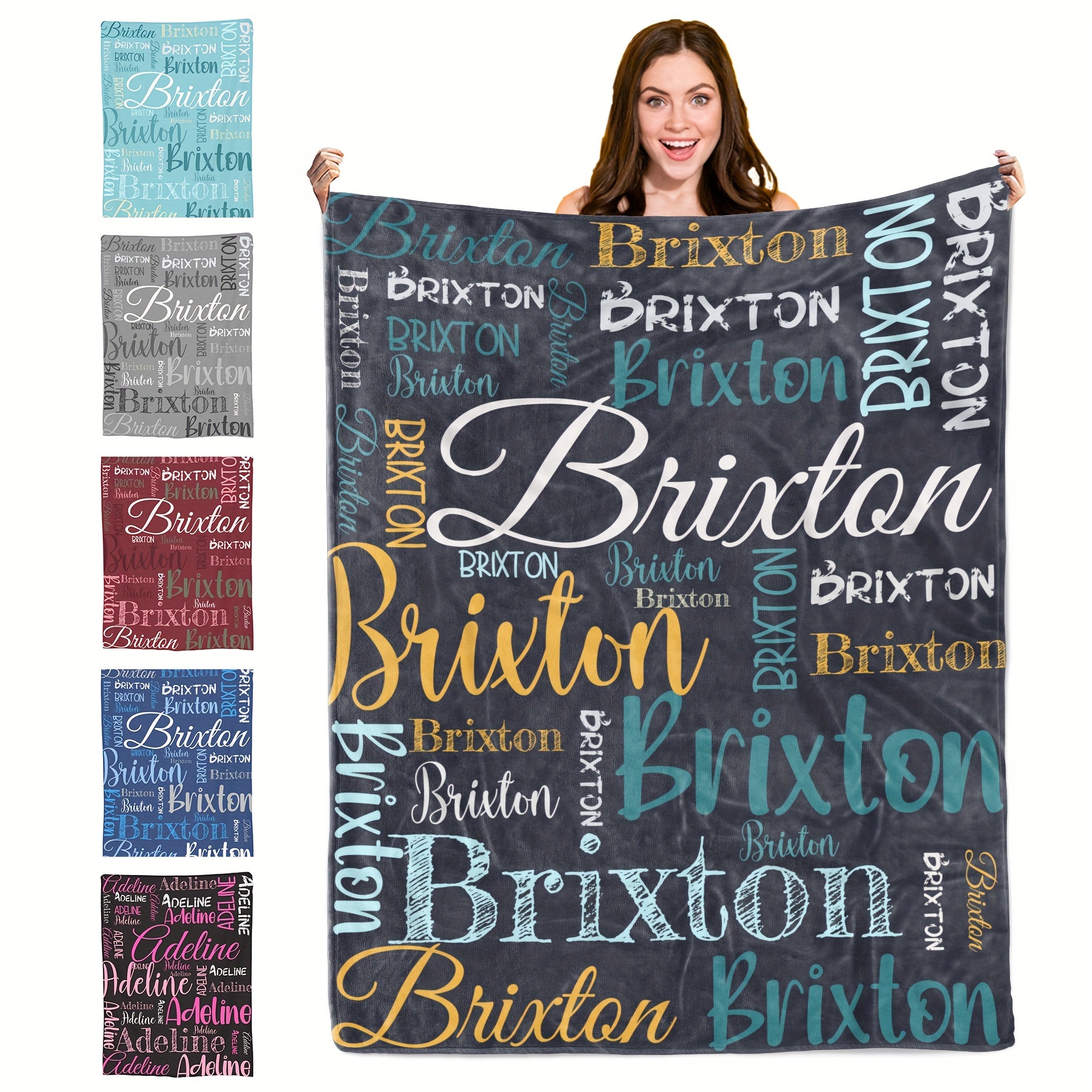 

Custom Name Blanket - Personalized Soft Polyester Throw For Couch, Bed, Office & Travel - Perfect Gift For Family On Christmas, Birthdays & Holidays