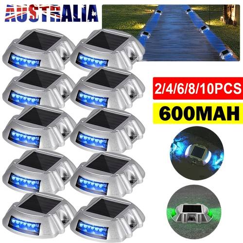 2 4 6 8 10pack solar driveway lights green with screw solar deck lights outdoor waterproof dock lights 12 led for warning sidewalk steps