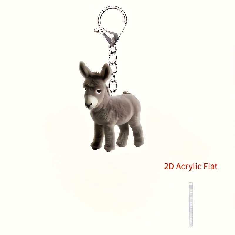 TEMU Llavero 2D, Llavero/Anillo de Llaves 2D, Colgante de Animal de Dibujos Animados - Llavero Encantador de Burro 2D para Decoración de Bolsos y