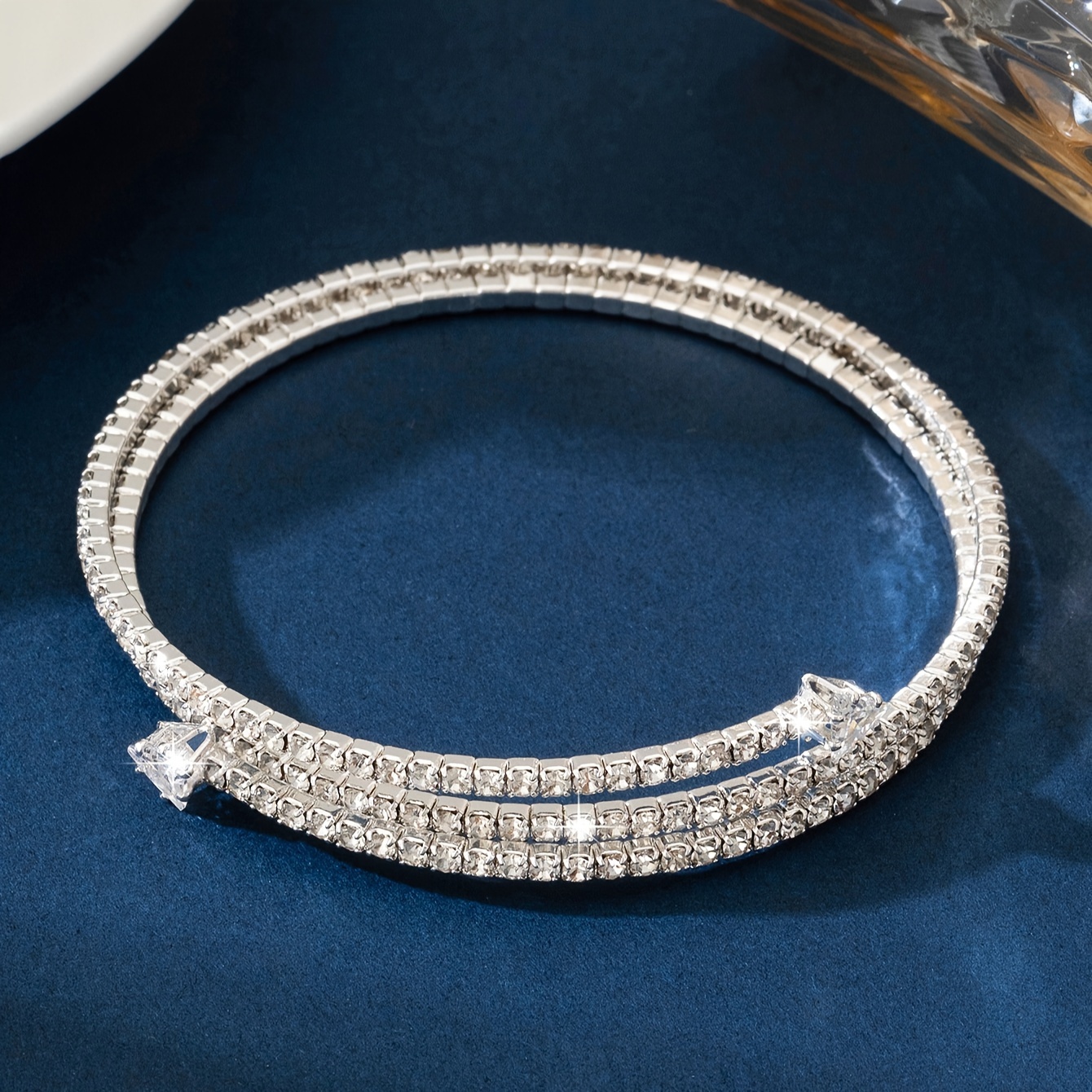 Image of Elegant Silvery-plated Rhinestone Wrap Bracelet For Women - Perfect For Daily Wear & Parties