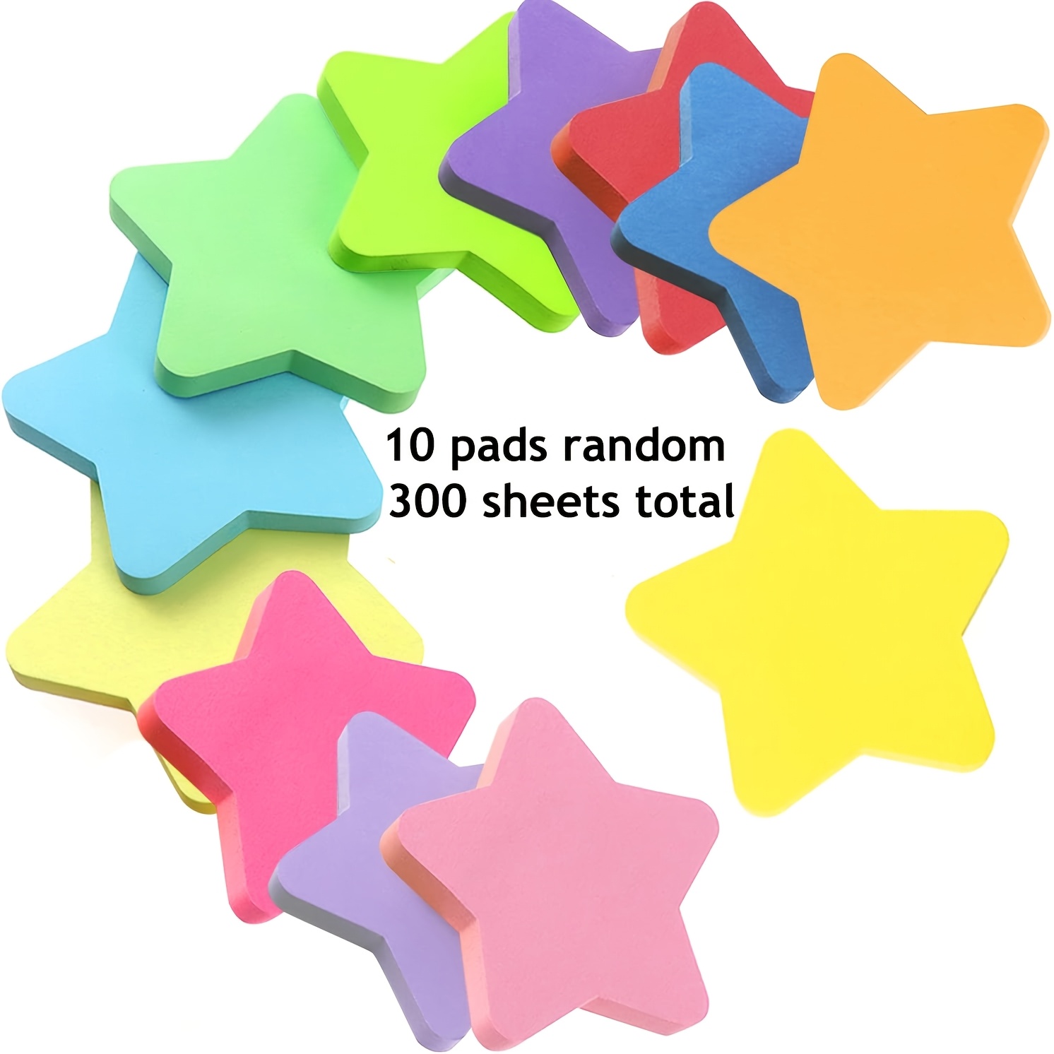 TEMU Lot de 10 (300 feuilles) d'écouteurs autocollants aléatoires - Blocs-notes à onglets autocollants en 10 couleurs, notes adhésives de mignonnes
