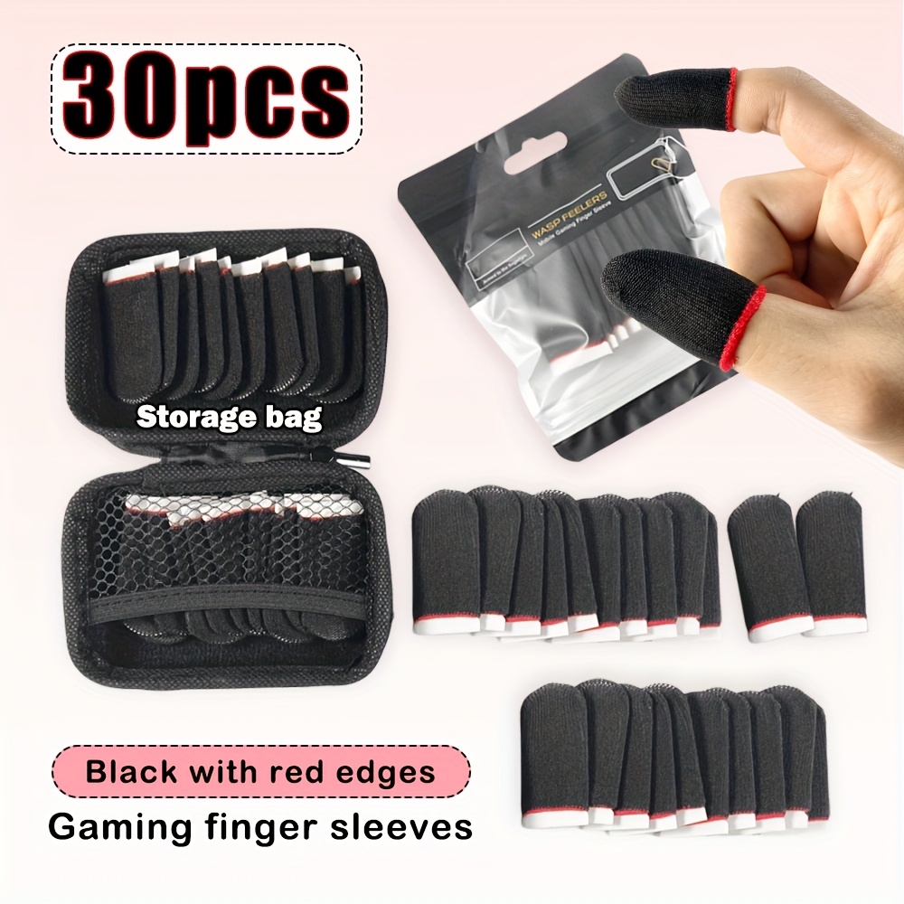 TEMU 30 Stück professionelle Gaming-Fingerhandschuhe + Fingerhandschuhtasche, unverzichtbares Gaming-Equipment, Gaming-Fingerhandschuhe,