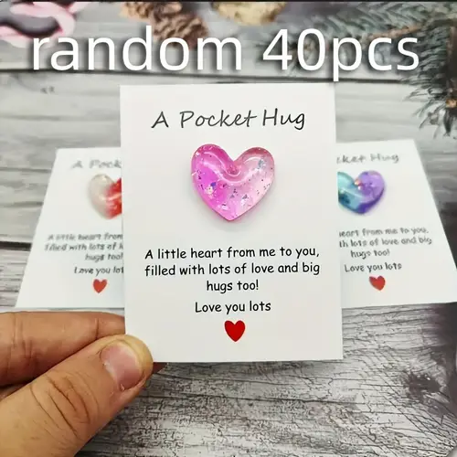 40pcs resin pocket hugs with inspirational cards gift for on mini decorative in assorted colors pink red blue hug cards