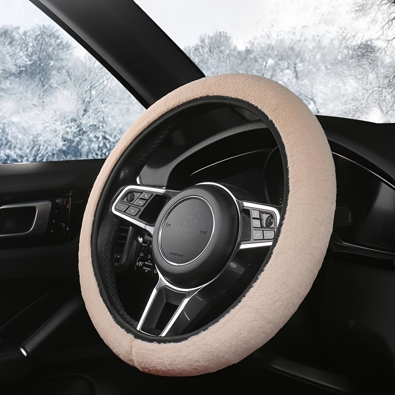 

Winter New High-density Plush Car Universal Steering Wheel Cover Warm Steering Wheel Cover Gray Coffee 4 Colors