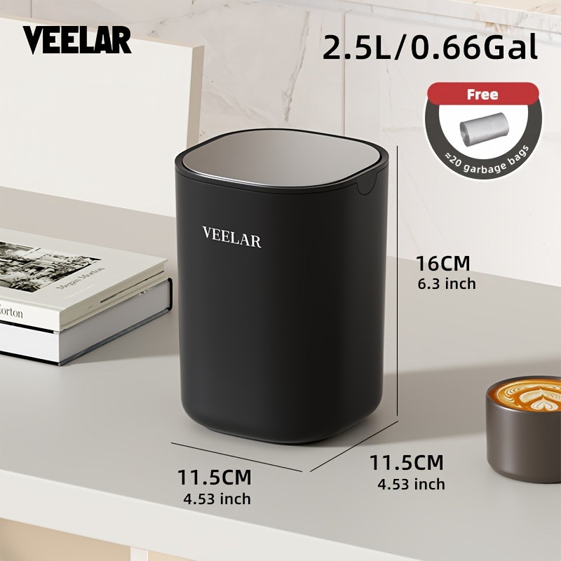 E-shop Ein einzelner 2,5L Kompakt-Mülleimer für deinen Schreibtisch, ideal zum Organisieren von Gegenständen wie Make-up, Bürobedarf und