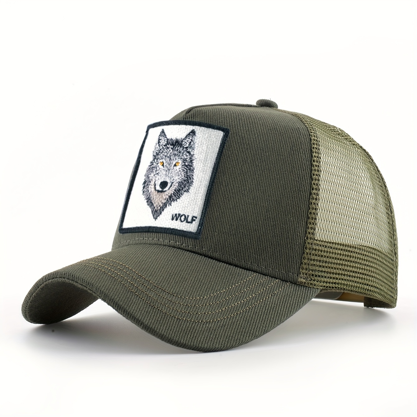 Image of Animal Embroidery Sunshade Trucker Hat Unisex Breathable Baseball Cap Outdoor Sports Hip-hop Cap Trucker Hats Women Men Baseball Caps Animal Hats Goat Hat Trucker Cap