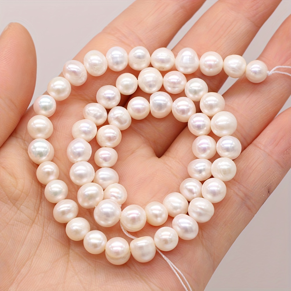 TEMU 1 Strand Grade Aa Pearl - 0.5-1cm Round Loose Spacer Beads For Making, Bohemian Supplies, 36cm Strand For Necklaces, Bracelets, Earrings, Pearl Beads, Earring Materials