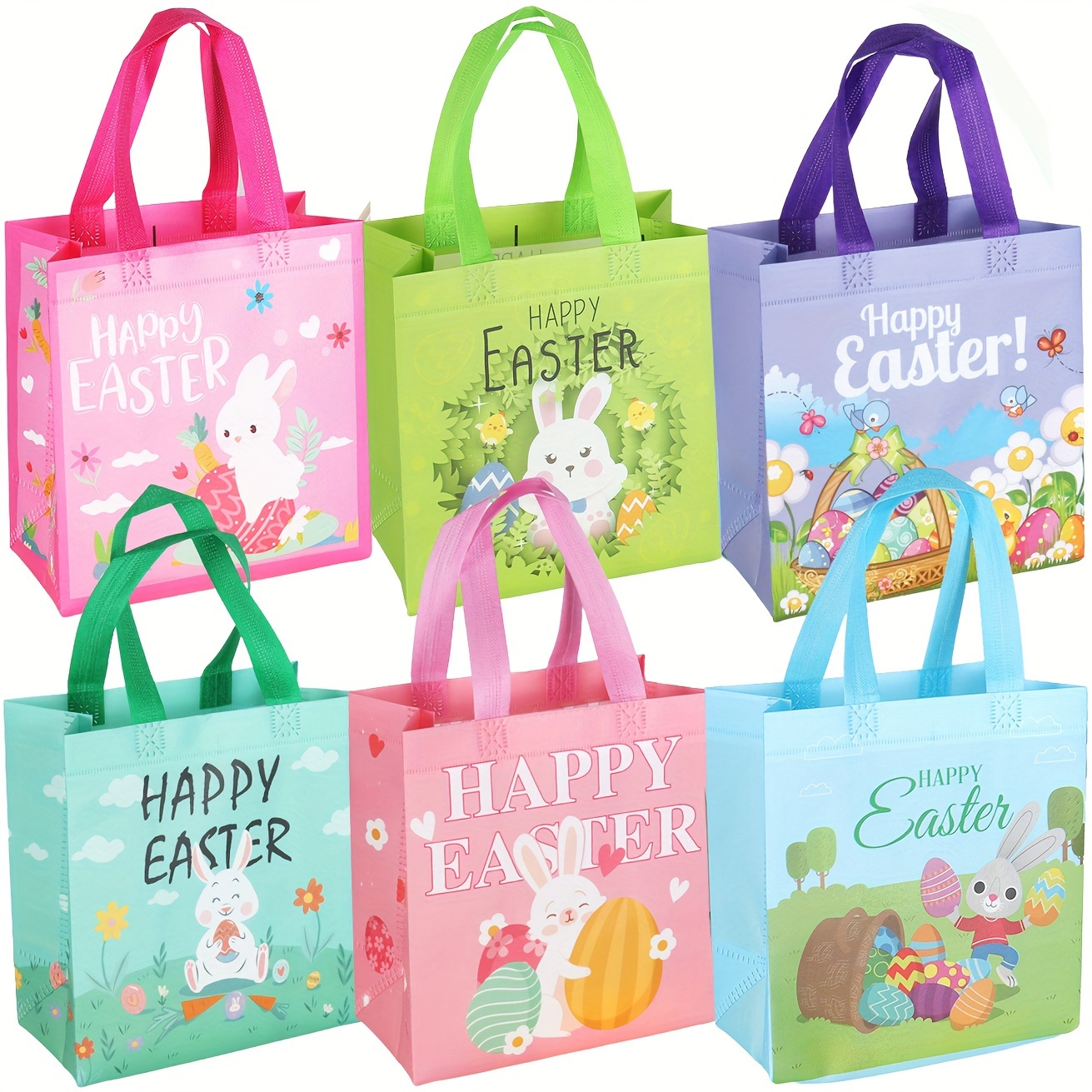 Image of 6pcs Hunt Bags, Multifunctional Non-woven, Blue Green Pink, 9x8.7x4.3inch, Polypropylene (pp), With Handles, For Hunt, Gift Wrapping, Party Supplies