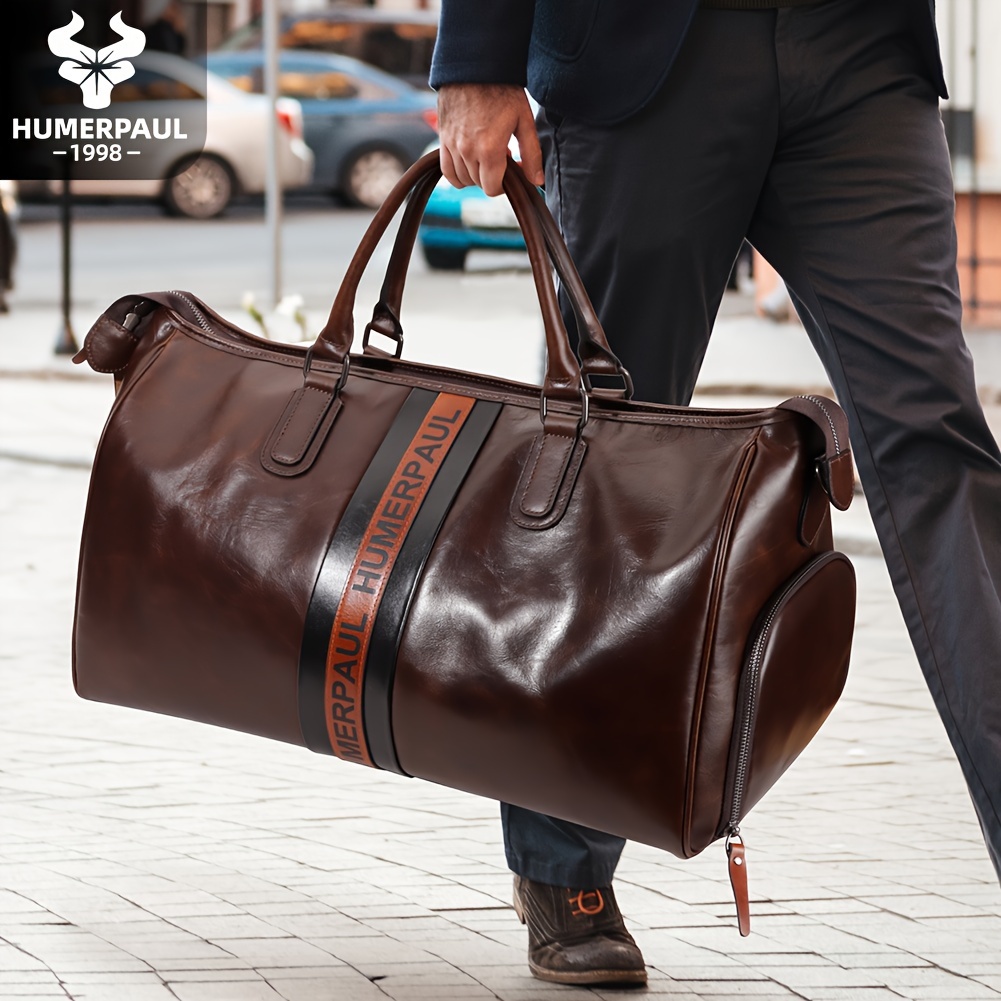 men's genuine leather travel tote bag large Temu Canada