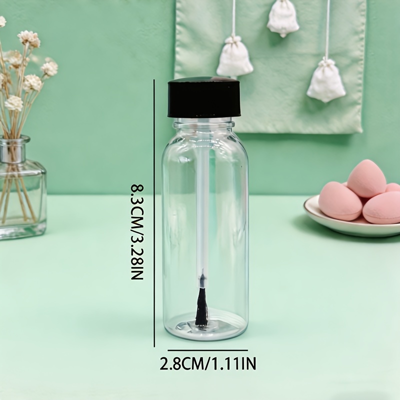 TEMU 2 piezas de botellas vacías de plástico transparente de 30 ml para esmalte de uñas con , viales recargables a prueba de fugas para de uñas DIY,