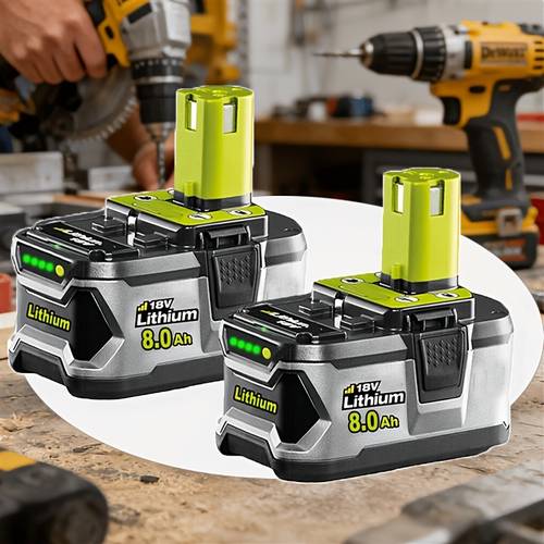 2pack 1pack lithium ion 8 0ah batteries for ryobi 18v cordless tools p108 p107 p105 p104 replacement for ryobi 8000mah battery