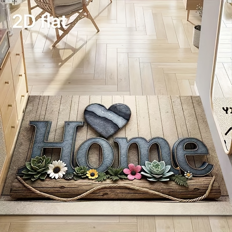 Image of 2d Flat Entry Door Mat, Suitable For Indoor And Outdoor Use - Durable, Machine Washable, Stylish Design - Ideal For Home Decor, , Room Entrance Rug, Indoor Floor Mat, Kitchen Mat, Foyer Mat, Door Mat