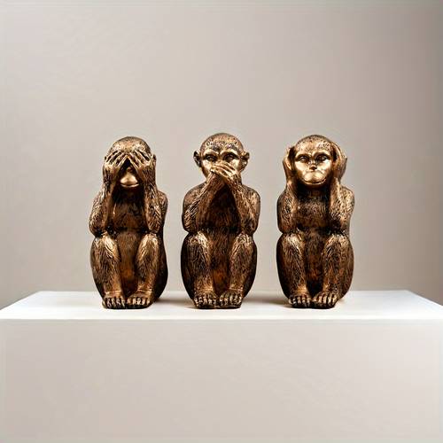 3pcs handmade monkey statues design colors suitable for indoor garden balcony placement and is an atmosphere decoration for holiday parties such as halloween