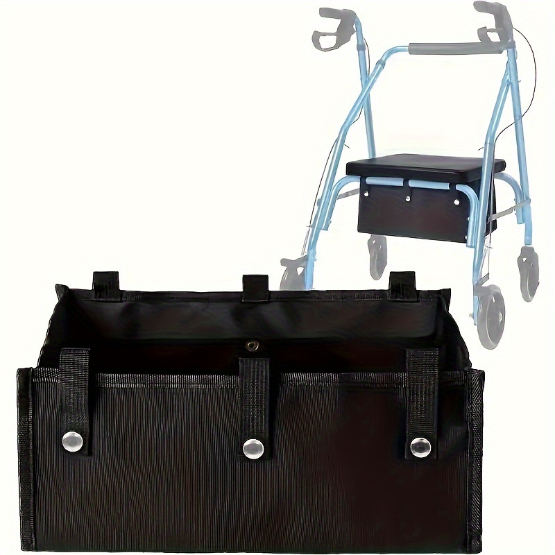 

1pc Polyester Walker Bottom Organizer With Hanging Pocket, Large Capacity 4 Wheel Rollator Under-seat Storage Bag For Easy To