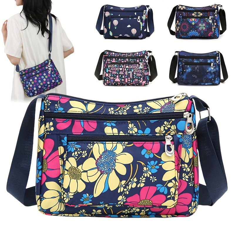 

Sac à bandoulière pour femme, tissu oxford à poches multiples, sangle ajustable, imperméable, grande , lavable à , pas de , noir//bleu, doublure en polyester, fermeture éclair, pas de bordure huilée